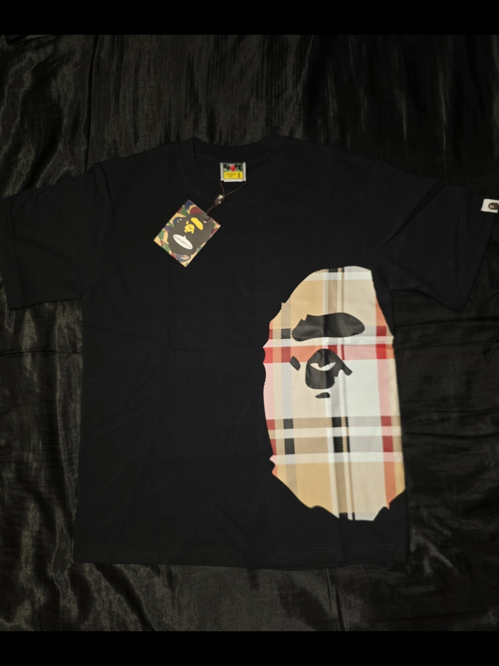BAPE x Burberry Check Side Big Ape Head T-Shirts, Black